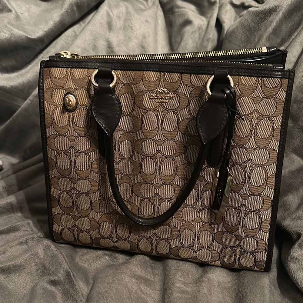 Coach Brown and Black Monogram Tote EUC